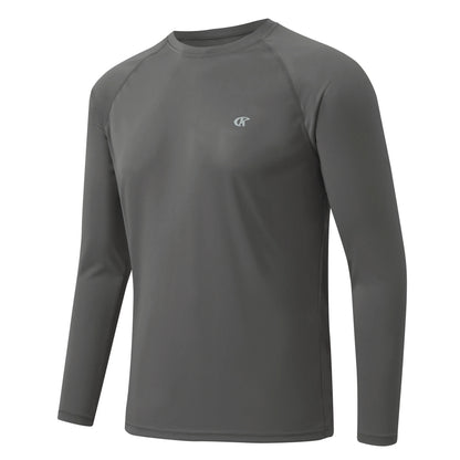 Men UPF 50+ Long Sleeve T-Shirt, Rash Guard Breathable Tops, Pullover Shirt for Sport Fishing Hiking Running Beach Surfing