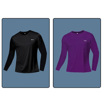 Men Long Sleeve Sport T-shirt Quick Dry Running Shirt Breathable Anti-sweat Top Gym T Shirt Men Fitness Gym Clothing Men 2023