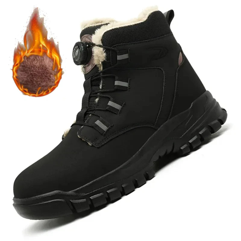 New 2024 Fashion Winter Warm Labor Boots For Men Waterproof Steel Toe Cap Safety Work Shoes Sneakers Male Footwear
