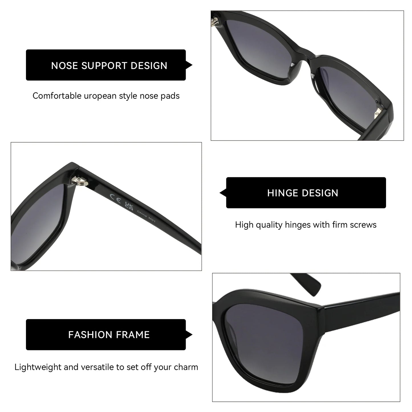Butterfly Prescription Sunglasses Handmade Acetate Polarized Myopia Sun Glasses Square Optical Shades for Women