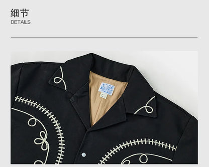 Non Stock Bolero Men's Rockabilly Jacket in Black Vintage-Inspired Western Embroidery Outerwear