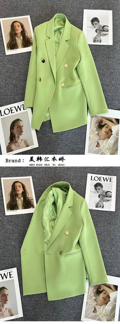 Casual Plaid Women's Suit Jacket Spring Autumn New Style Large Size Street Style Top Quality Polyester Commute Style Fashionable