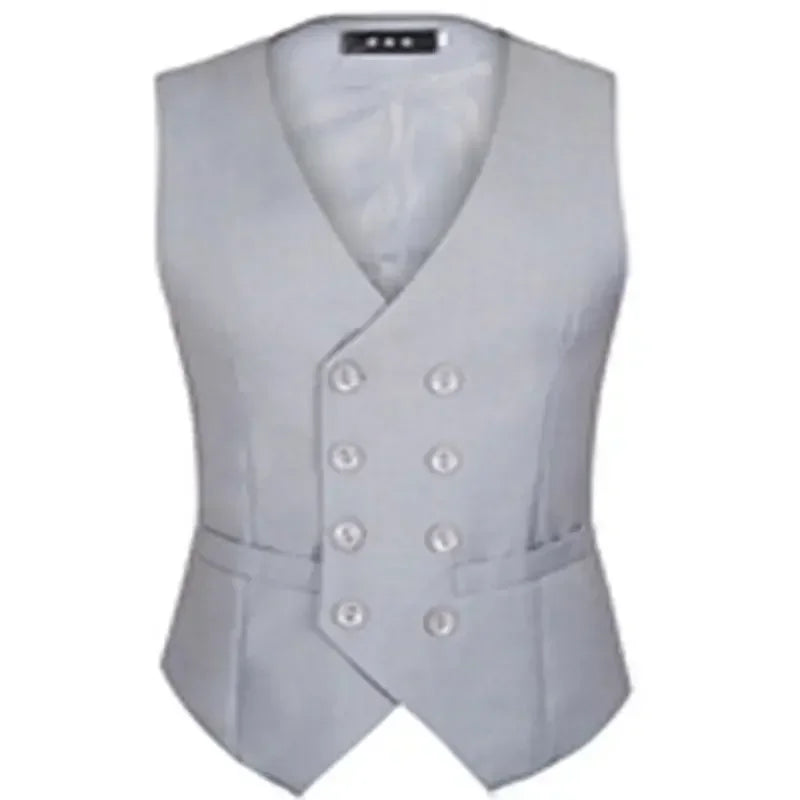 2026 Men's Slim Waistcoat Vest Spring Autumn Solid Double Breasted Oversized Suit Vest Men Formal Blazer Vest Wedding Party Tops