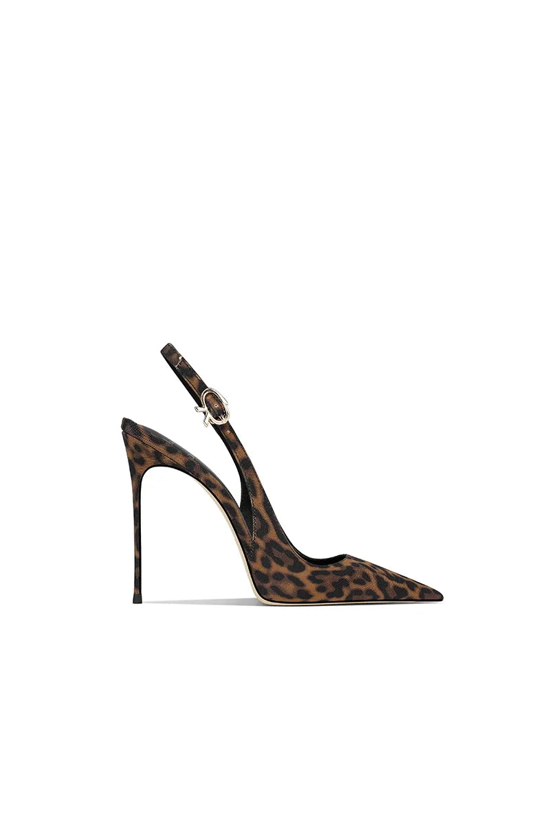 Summer new leopard print pointed French high-end fashion, not tiring foot matching skirt, slim heels, high heels for women