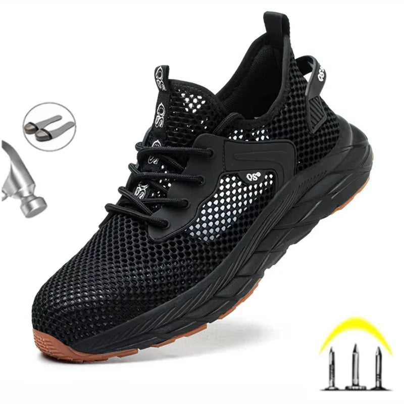 Fashion 2025 New Summer Breathable Safety Work Shoes Sneakers Comfortable Steel Toe Anti Puncture Indestructible Men Boots