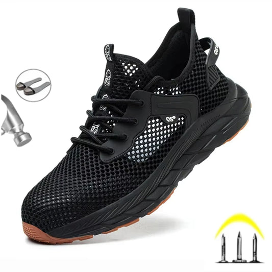 Fashion 2025 New Summer Breathable Safety Work Shoes Sneakers Comfortable Steel Toe Anti Puncture Indestructible Men Boots