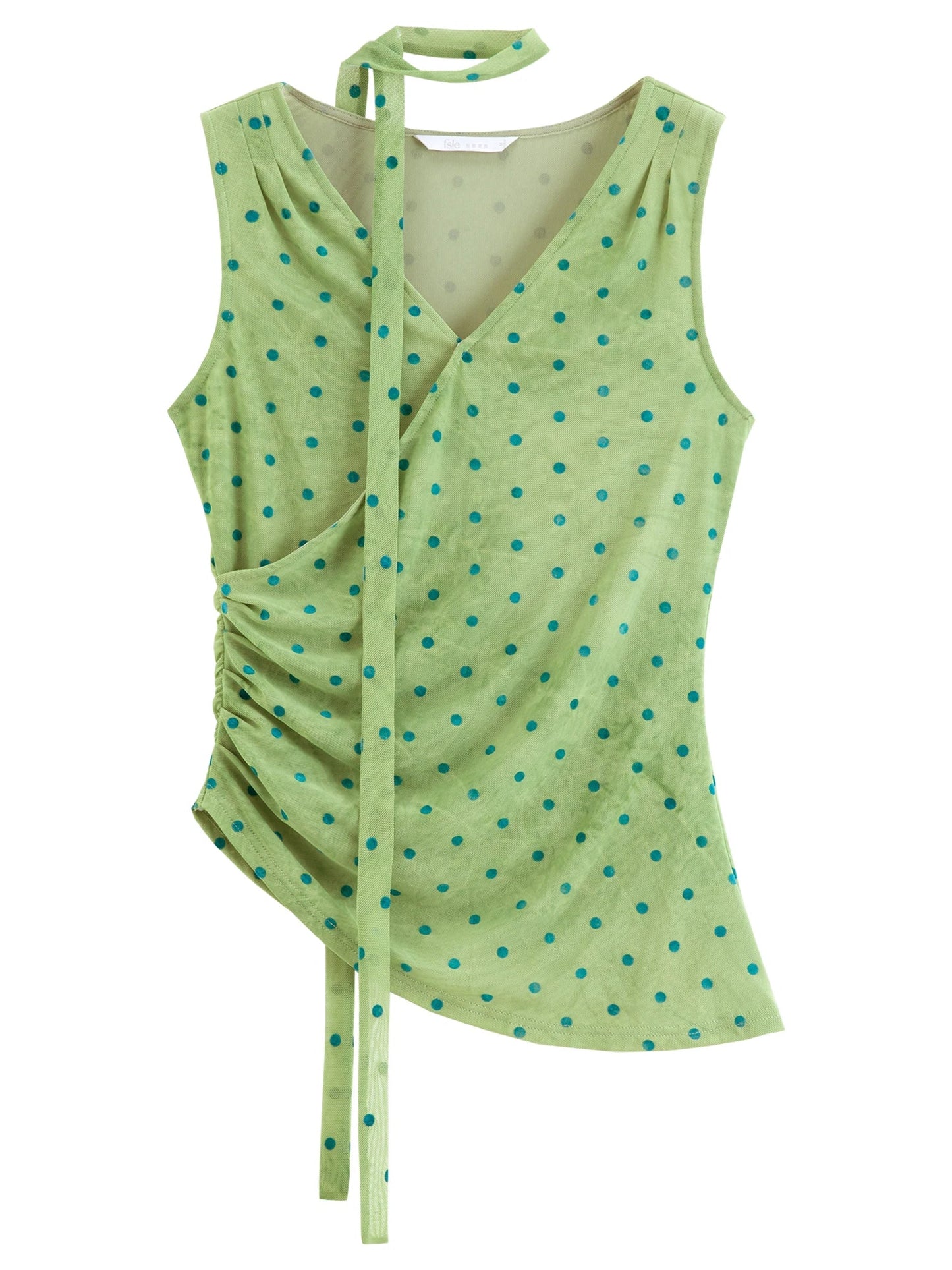 Women's 2026 Summer New Polka Dot V-Neck Waist Tie Camisole Top | Elegant Sleeveless Blouse for Beach Vacation Outfits Tops