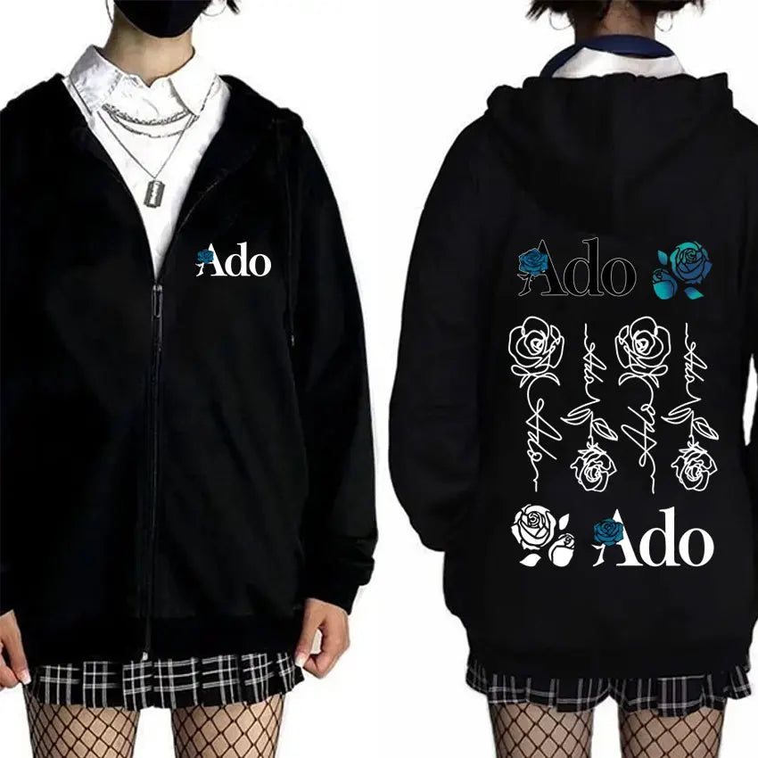 Ado World Tour 2025 Hibana Zipper Hoodie Men Women Clothing Fashion Japanese Style Streetwear Unisex Casual Fleece Zip Up Jacket