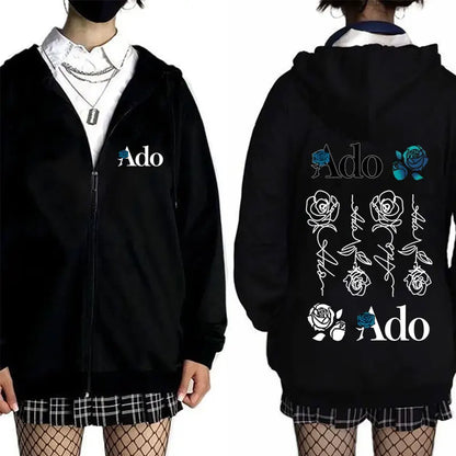 Ado World Tour 2025 Hibana Zipper Hoodie Men Women Clothing Fashion Japanese Style Streetwear Unisex Casual Fleece Zip Up Jacket