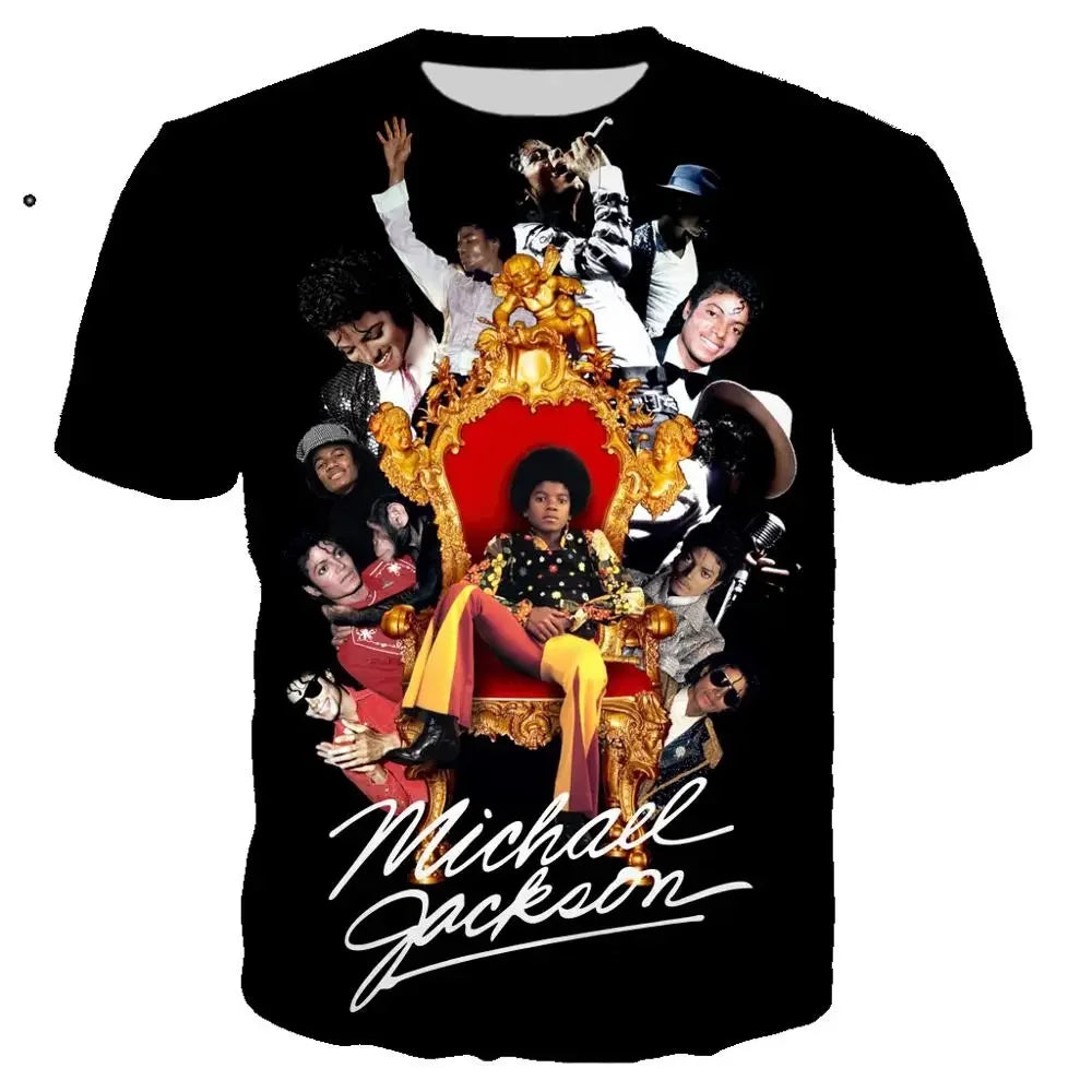 Michael Jackson Printed 3D T-shirt Unisex Summer Casual Streetwear Hip Hop Short Sleeve Fashion Harajuku Oversized Tops