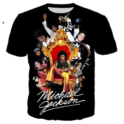 Michael Jackson Printed 3D T-shirt Unisex Summer Casual Streetwear Hip Hop Short Sleeve Fashion Harajuku Oversized Tops