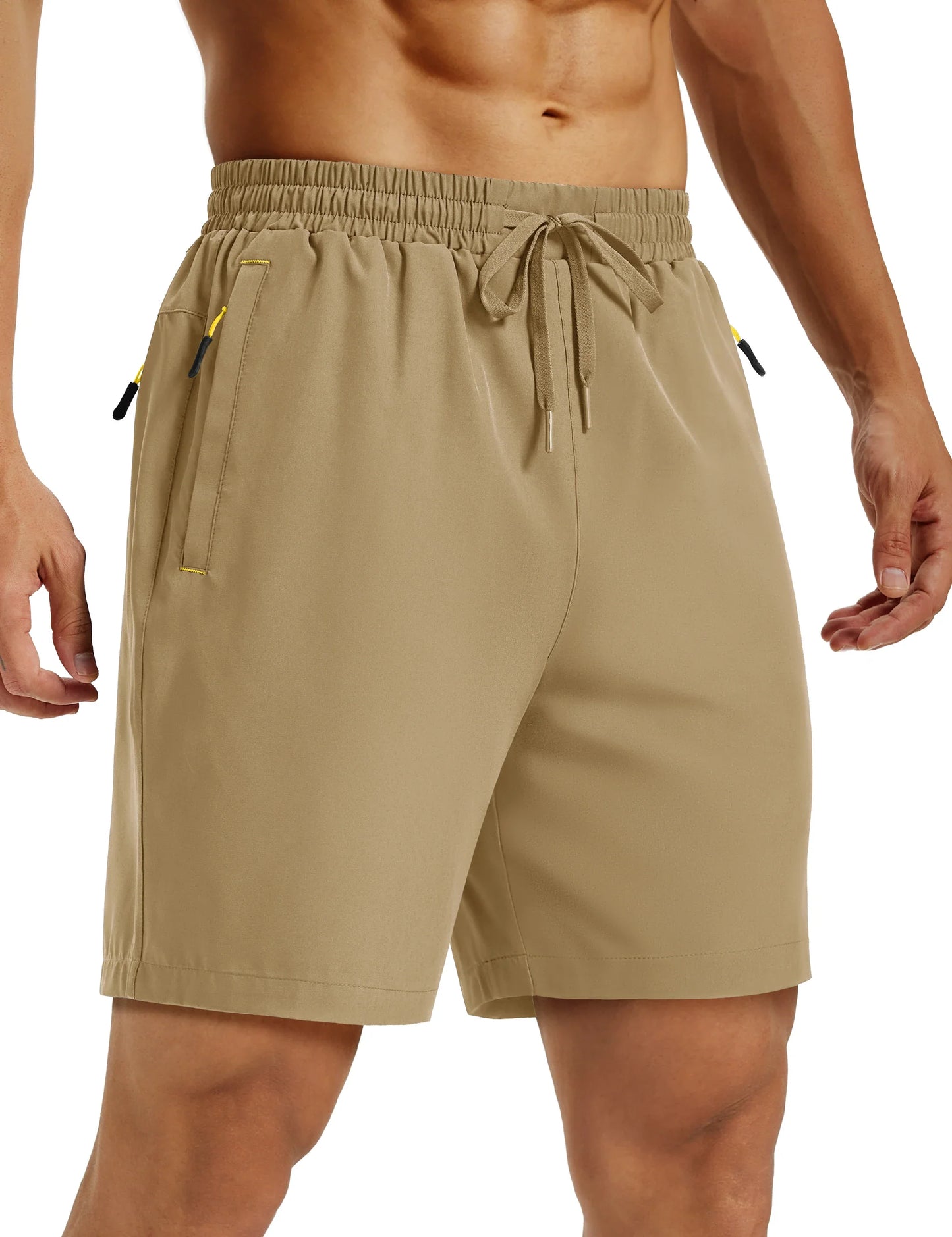 Mens Hiking Shorts Summer 7" Quick Dry Lightweight 3 Zipper Pockets Workout Gym Fitness Athletic Running Shorts Male