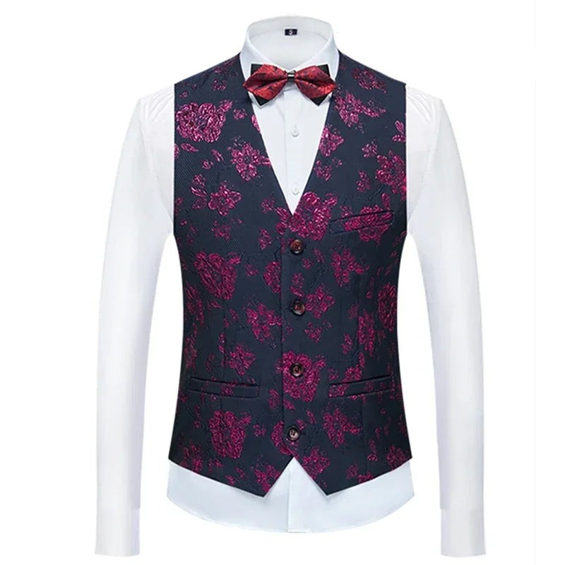 26 Colors Men's Suit Vest Single-breasted V-neck Vests Jacket Men Wedding Party Waistcoat Red Blue Green White Pink