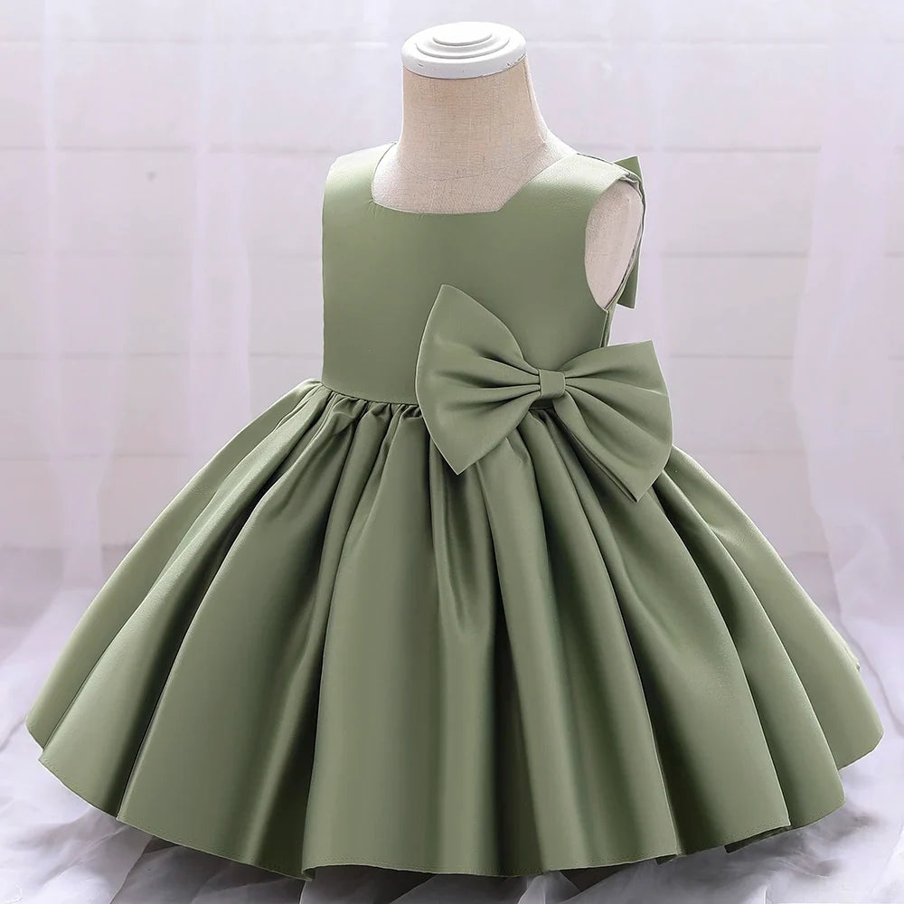 Big Bow Baby Girls Party Dress Toddler 1st Birthday Baptism Princess Kids Dresses for Girl White Wedding Prom Christmas Costumes