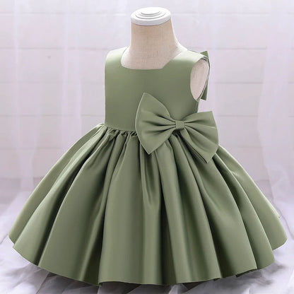 Big Bow Baby Girls Party Dress Toddler 1st Birthday Baptism Princess Kids Dresses for Girl White Wedding Prom Christmas Costumes