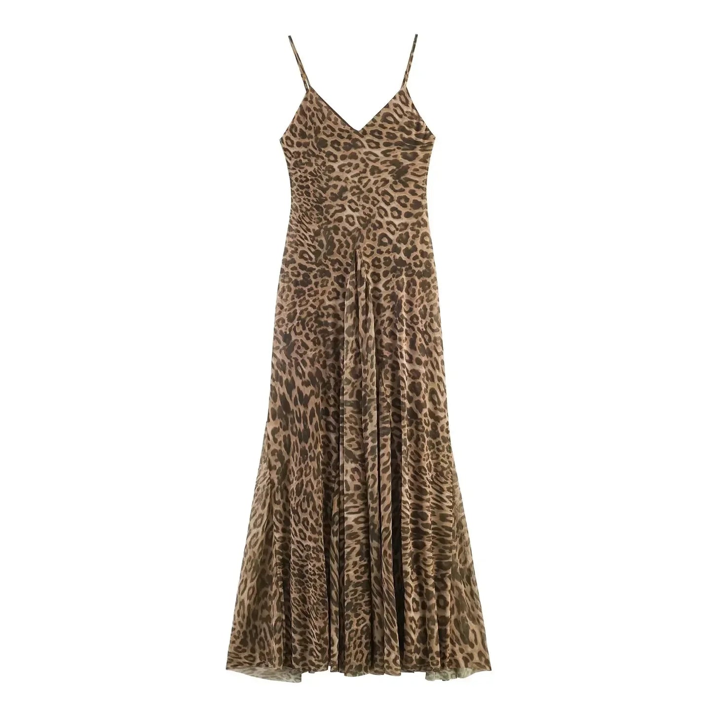 Ladies Sexy Summer Dress Women Vintage Leopard Print Sling Dress Party Suspender Sleeveless Backless Slimming Maxi Dress Female