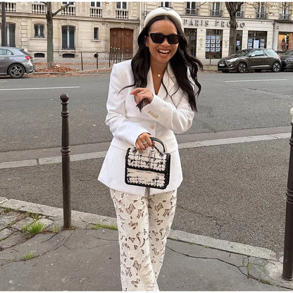 Casual Single-breasted Suit Jackets 2026 Spring New Female Elegant Lapel Full Sleeve Blazers Coat Women's Waist-cinching Outwear