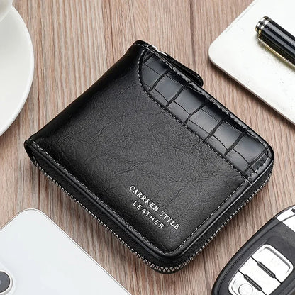 Portefeuille de luxe en cuir pour hommes avec fermeture éclair, porte-cartes, porte-monnaie, protection RFID, cadeau pour hommes, sac à main