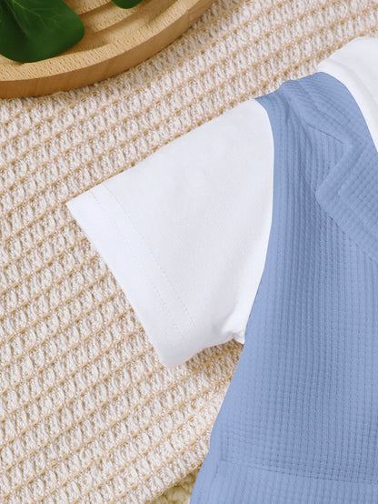 Baby Boy Christening Outfit Set Short Sleeve Vest Fake 2pcs Harlie Top+Shorts+Removable Bow Tie Cute Christening Suit 3pcs Set