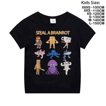 Steal A BrainRot Shirt Funny Gamer Meme for Boys T-Shirt 67 Six Seven Funny Italian Brainrot Kids Gaming Y2k Saying Tee