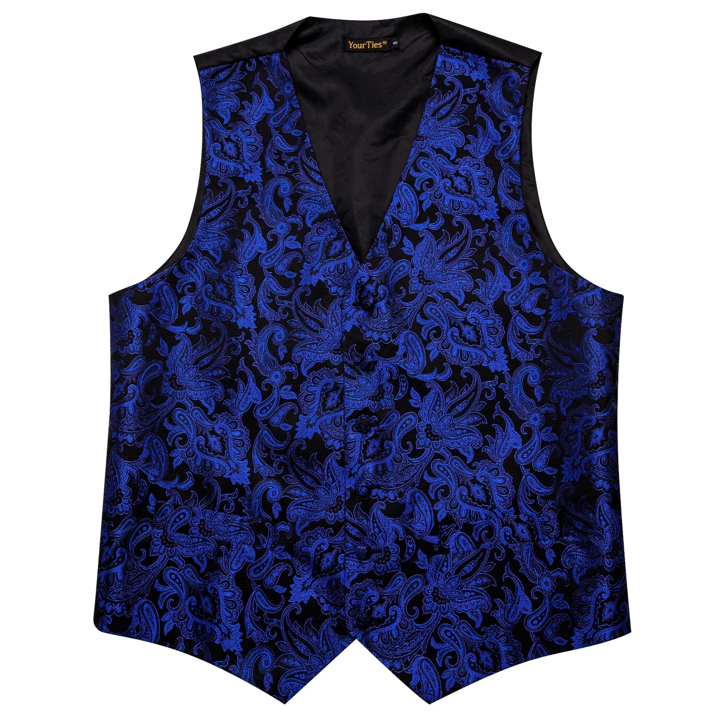 Mens Royal Blue Red Bronwn Orange Vest Tie Hanky Cufflinks Set Paisley Waistcoat Sleeveless for Male Wedding Busniess
