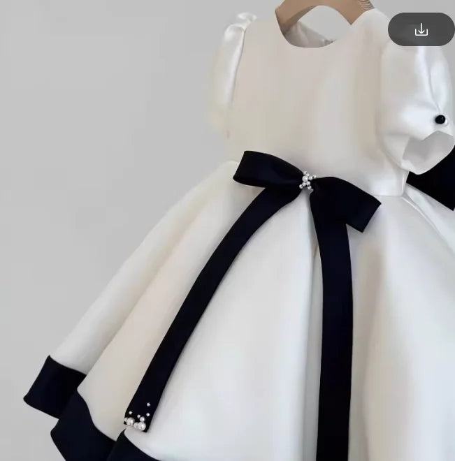 Teen Girl Clothes 2026 White Girls Host Dress Children Gown Costume Kids Summer Performance Outfit Birthday Party Princess Tutu