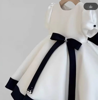 Teen Girl Clothes 2026 White Girls Host Dress Children Gown Costume Kids Summer Performance Outfit Birthday Party Princess Tutu