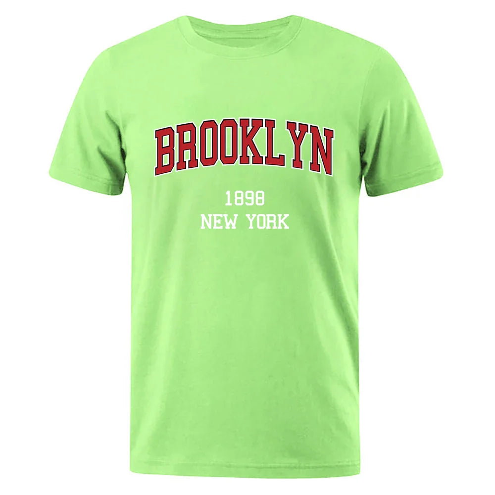 Brooklyn 1898 New York City Letter Prints T Shirt Men Creativity Tee Clothes T-Shirts Loose Summer Tshirt Cotton Breathable Tops