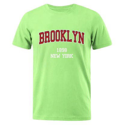 Brooklyn 1898 New York City Letter Prints T Shirt Men Creativity Tee Clothes T-Shirts Loose Summer Tshirt Cotton Breathable Tops