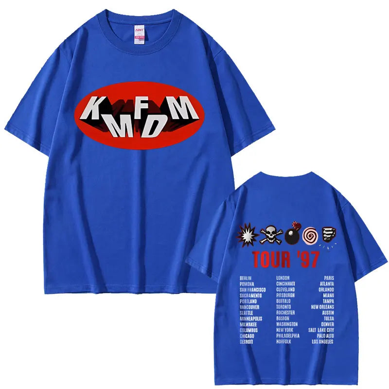Rock Band Kmfdm Tour 97 Graphic Print T-shirt Summer Men Women Vintage Gothic Punk  Streetwear Male Casual Pure Cotton T Shirts