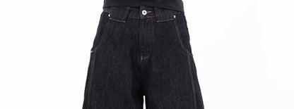 American Retro Deconstructed Bla Knife  Jeans Women's Loose Silhouette Wide Leg Floor Length Trousers Casual High Waist...