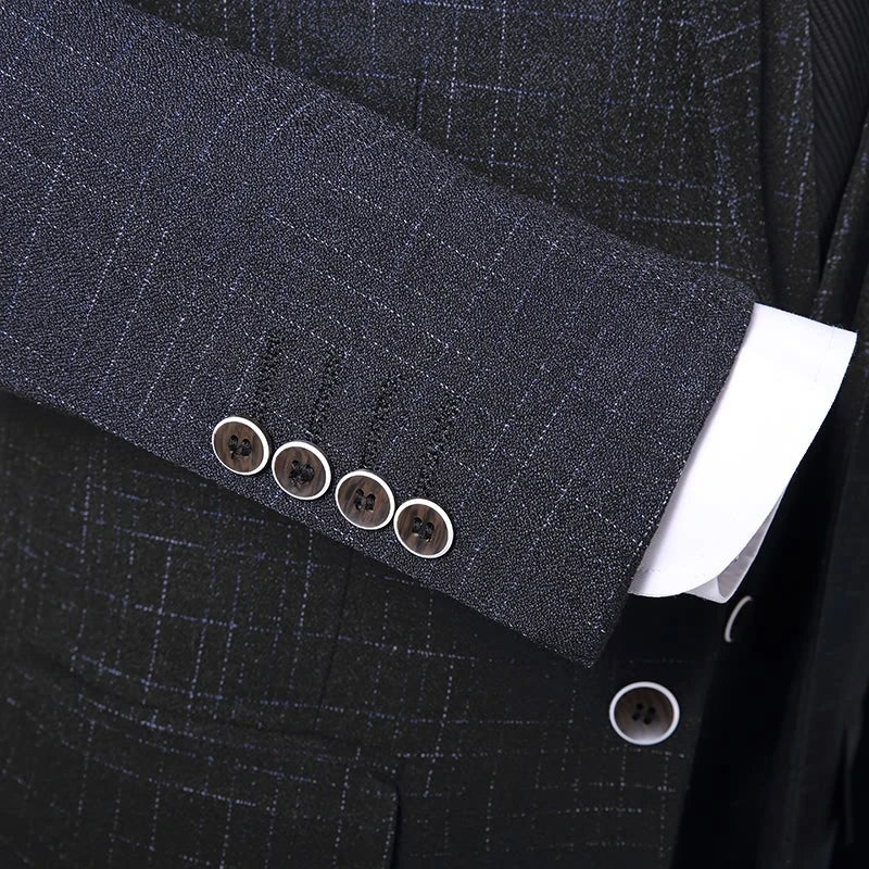 Mens Fashion Wedding Smart Casual 3 Piece Suit British Style High Quality Jacket Vest Trousers European American Banquet Look