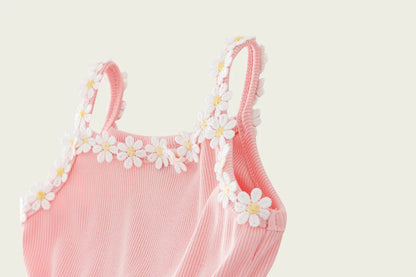 Girls Casual Dresses Little Daisy Flower Mesh Dress for Girls Summer Camisole Pompadour Dress Girls Clothes for2 To 7 Years