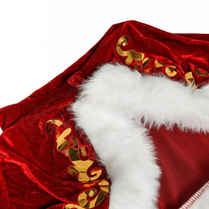 2024 New Man Santa Claus Suit Adult Christmas Cosplay Costume Red Deluxe Velvet Fancy 8pcs Set Xmas Party Family Costume Outfits