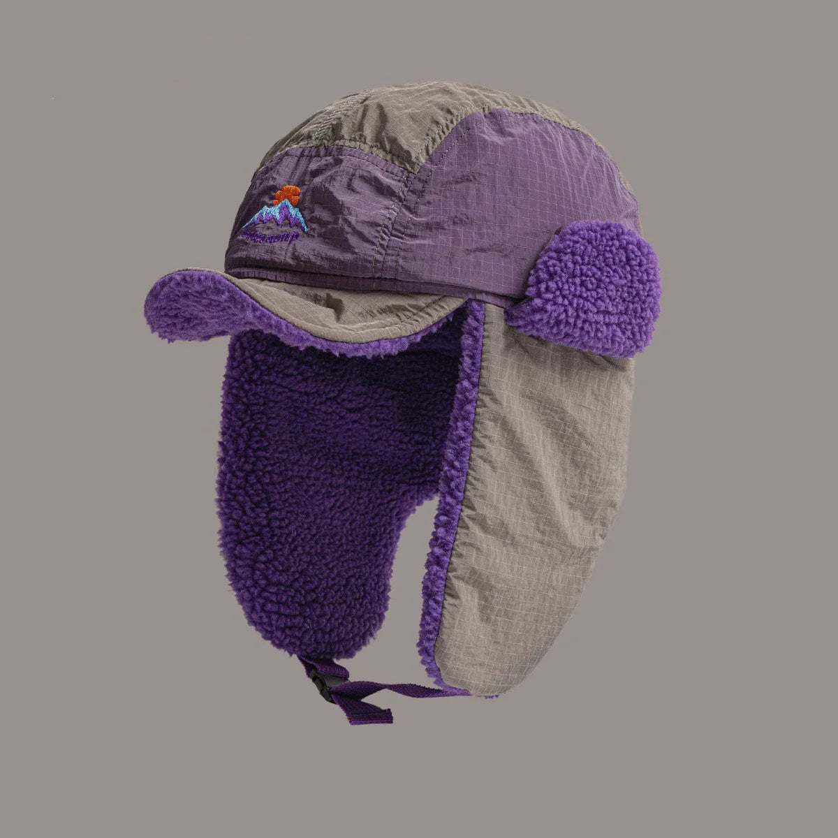 Fashion Embroidered Color Matching Plush Caps for Men and Women Riding Winter Outdoors Warm Earflaps Bomber Hats