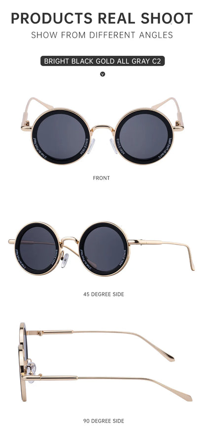 Round Steampunk Sunglass Men Vintage Punk Sunglasses Women Trendy Retro Fashion Glasses Gafas De Sol Hombre Lunette Soleil Femme