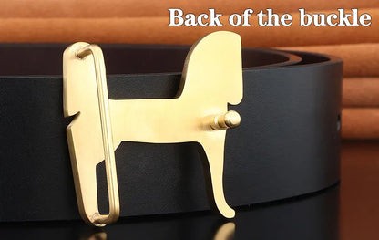 High grade Stainless steel horse slide buckle men belts 3.8cm wide genuine leather Waistband cowboy casual ceinture homme