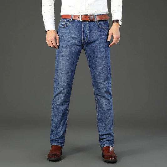 Classic Business casual Jeans men 2026 New Fashion Blue Slim Stretch Denim Trousers Male high pants men Clothing