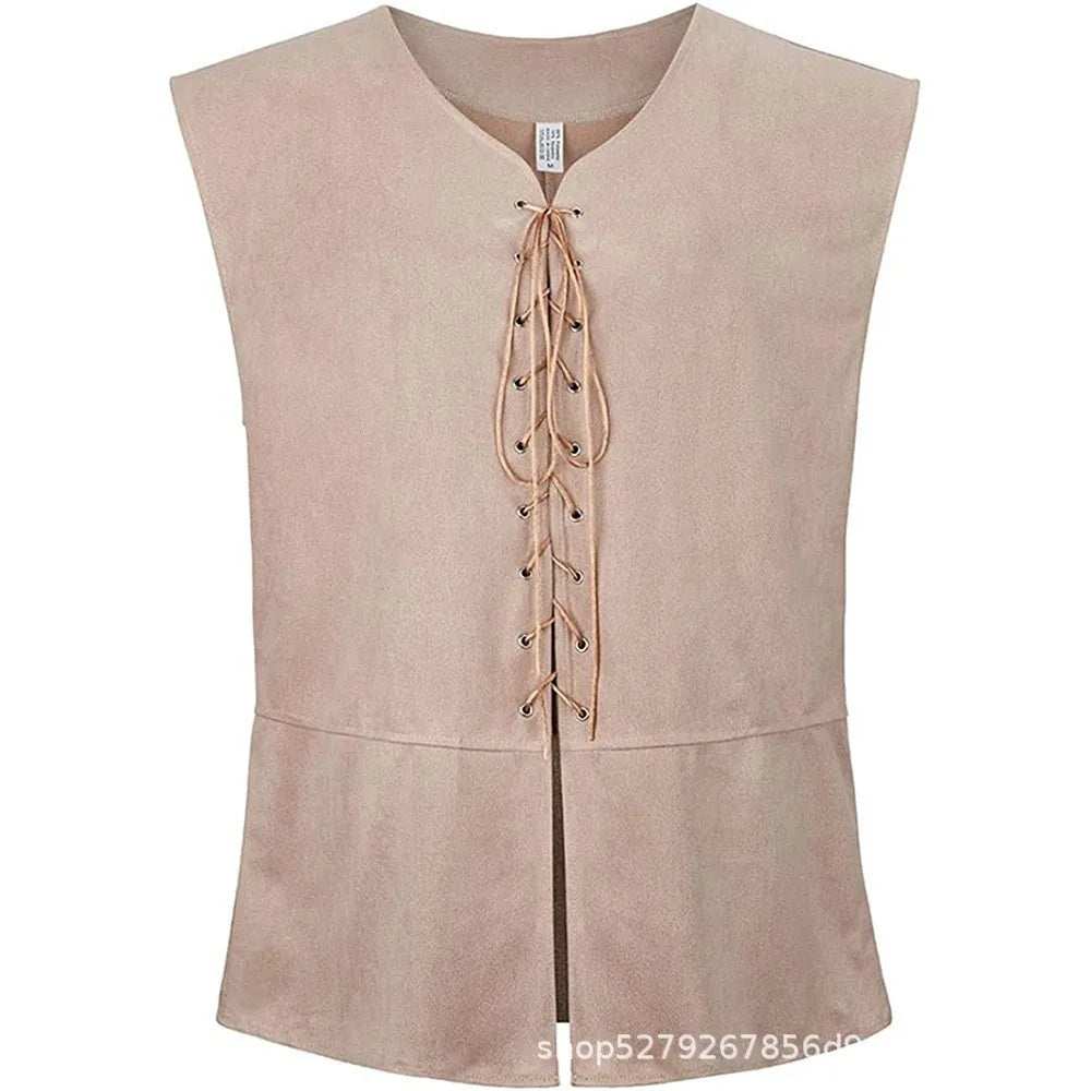 2025 Medieval Renaissance Pirate Gothic Steampunk Vest for Men, Multicolor Loose Plus Size Suede Fashion Men's Waistcoat,S-XXL
