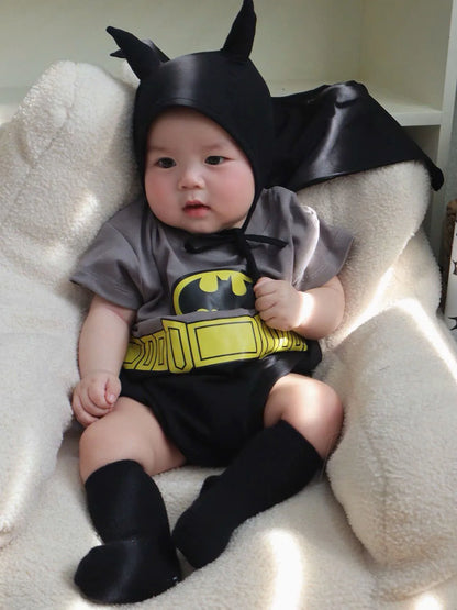 Ins South Korean Super Hero Baby Clothes Set 2025 Summer Onesie Boy Girls Romper Newborn Outfit 100% Cotton with hat