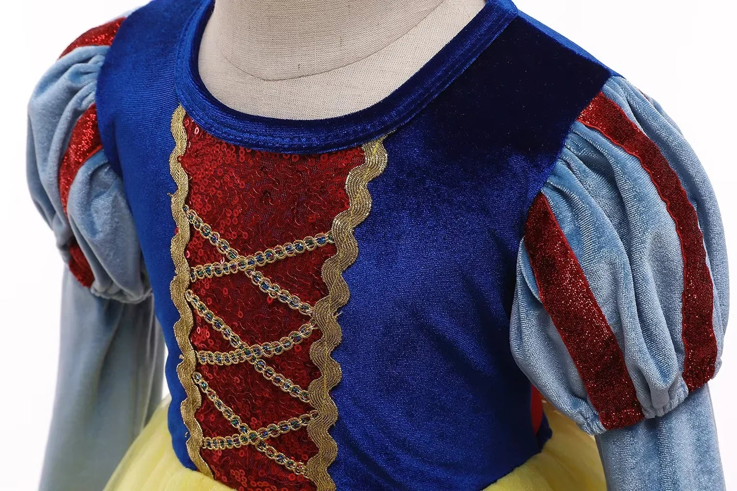 Halloween New Movie Snow White Princess Dress Girl Cosplay Yellow Snow White Party Yellow Stripe Dress Accessories Suit