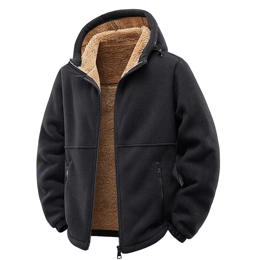 New Autumn and Winter Fashion Solid Color Thick Warm Lamb Wool Jacket For Men's Casual Loose Sports Windproof Plus Size Jacket