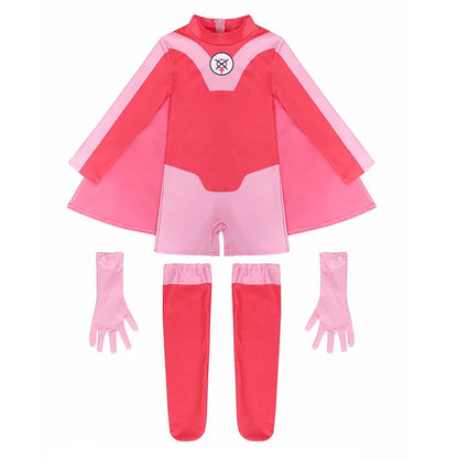 Anime Kids Invincible Costume Boys Omni-man Mark Grayson Cosplay Child Superhero Girls Atom Eve Pink Jumpsuit Halloween Costume
