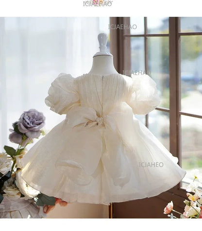 Children Girls Birthday Flower Girl Wedding Little Gown Kids Formal Champagne Host Piano Performance Princess Summer Costume