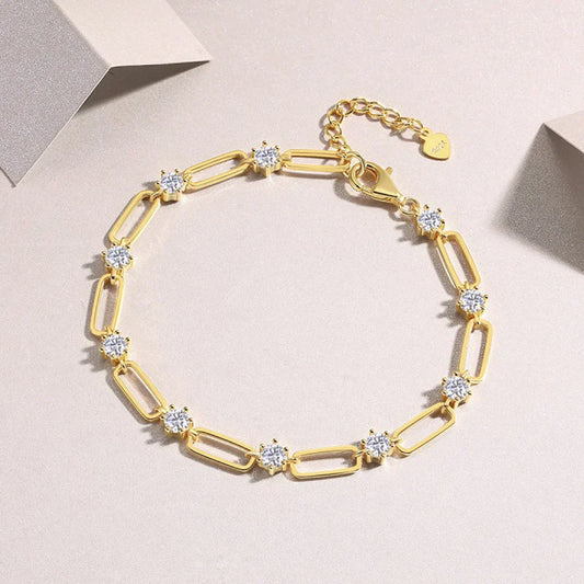 Bracelet en moissanite 4 mm pour femme, plaqué or 18 carats, argent 925, bracelet en diamant de laboratoire couleur D, cadeau d'anniversaire