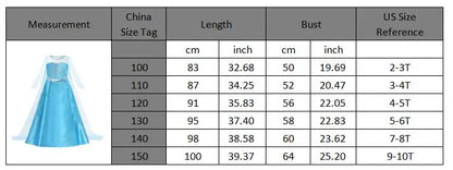 Elsa Anna Snow Queen Princess Dress for Girls Birthday Halloween Christmas Carnival Cosplay Outfit Kids 2-8Y Vestido