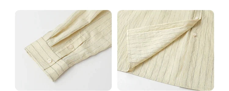 Women Dress Sets Stripe Shirt Loose Casual Long Sleeve Sunscreen Blouses Camisole V-neck Dresses Spring Autumn 2025