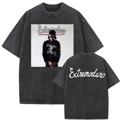 Rock Band EXTREMODURO Tour 2025 Vintage Washed T-shirt Men Women Fashion Hip Hop Street T Shirts Summer Loose Oversized T Shirt