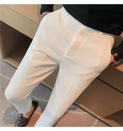 Spring Summer Men's Smart Casual Suit Pants Fashion Slim Fit Solid Color Youthful Vitality Suit Trousers Men Korean Dress Pants
