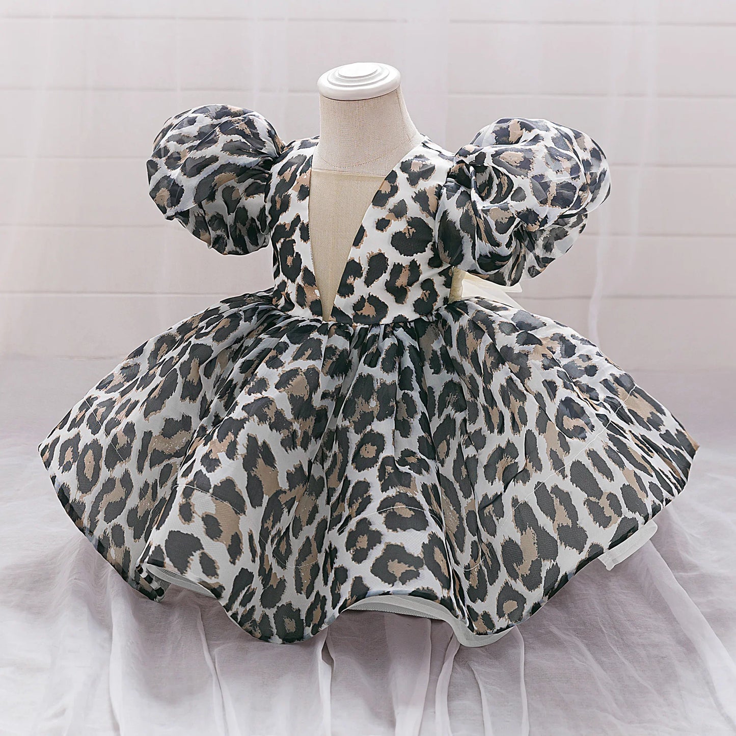 Leopard Princess Party Baby Girl Dress Toddler Tulle Wedding Bridesmaid Evening Dresses for Girls 1st Birthday Prom Tutu Costume